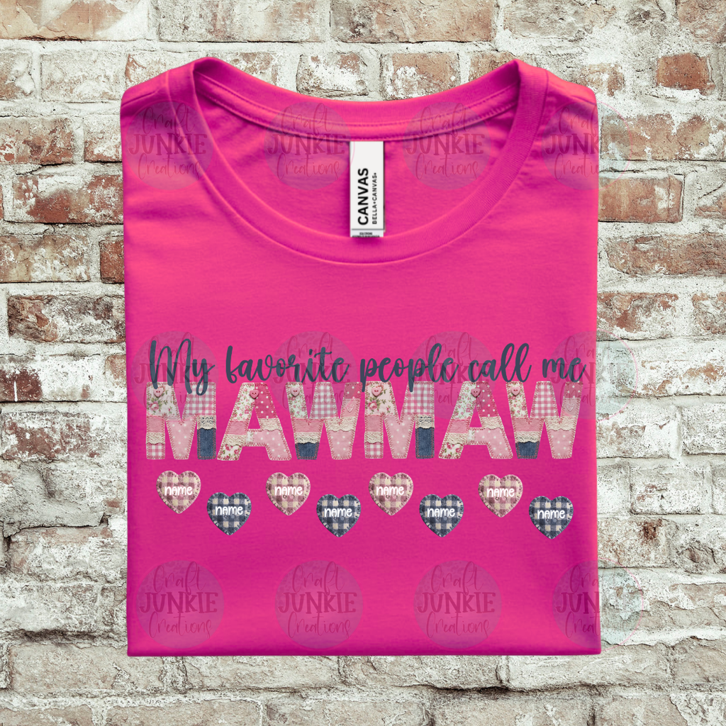 Grandma Custom Name Patchwork Tee
