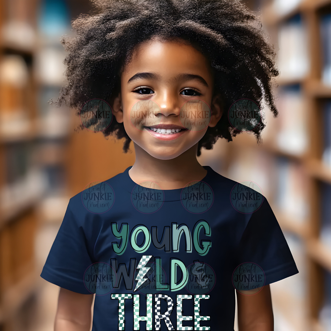 Blue young wild and three kids Tee