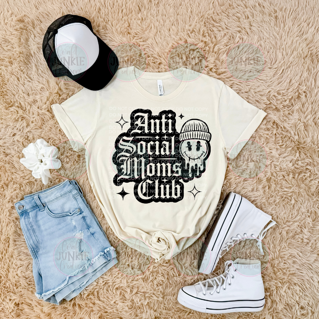Anti Social Mom's Club Skull Tee