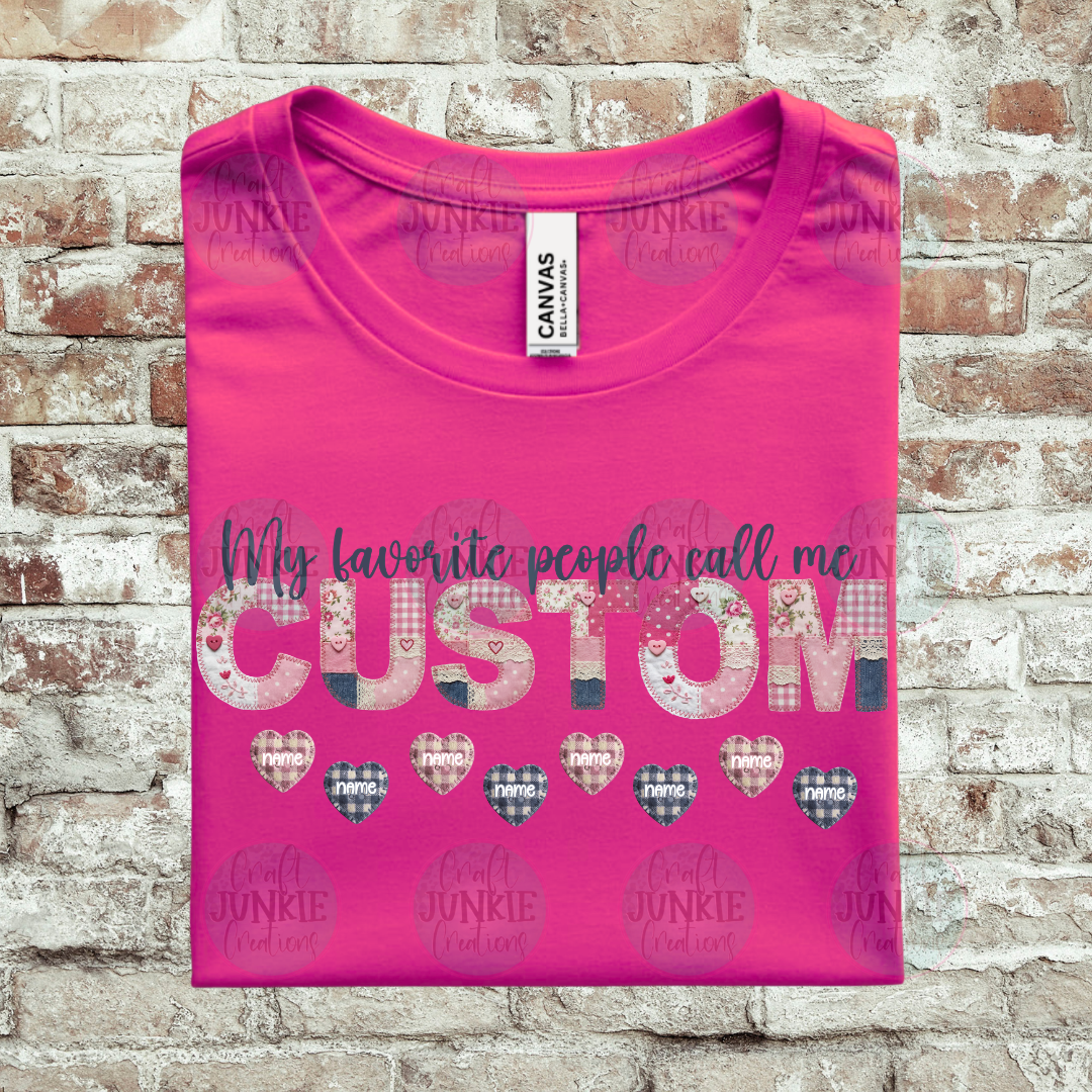 Grandma Custom Name Patchwork Tee