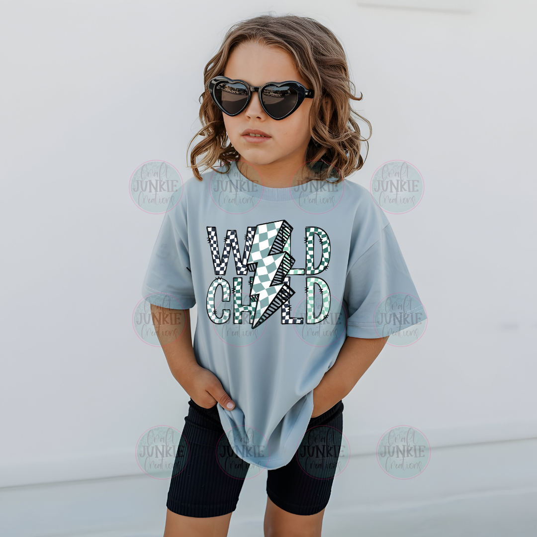 Blue wild child kids Tee