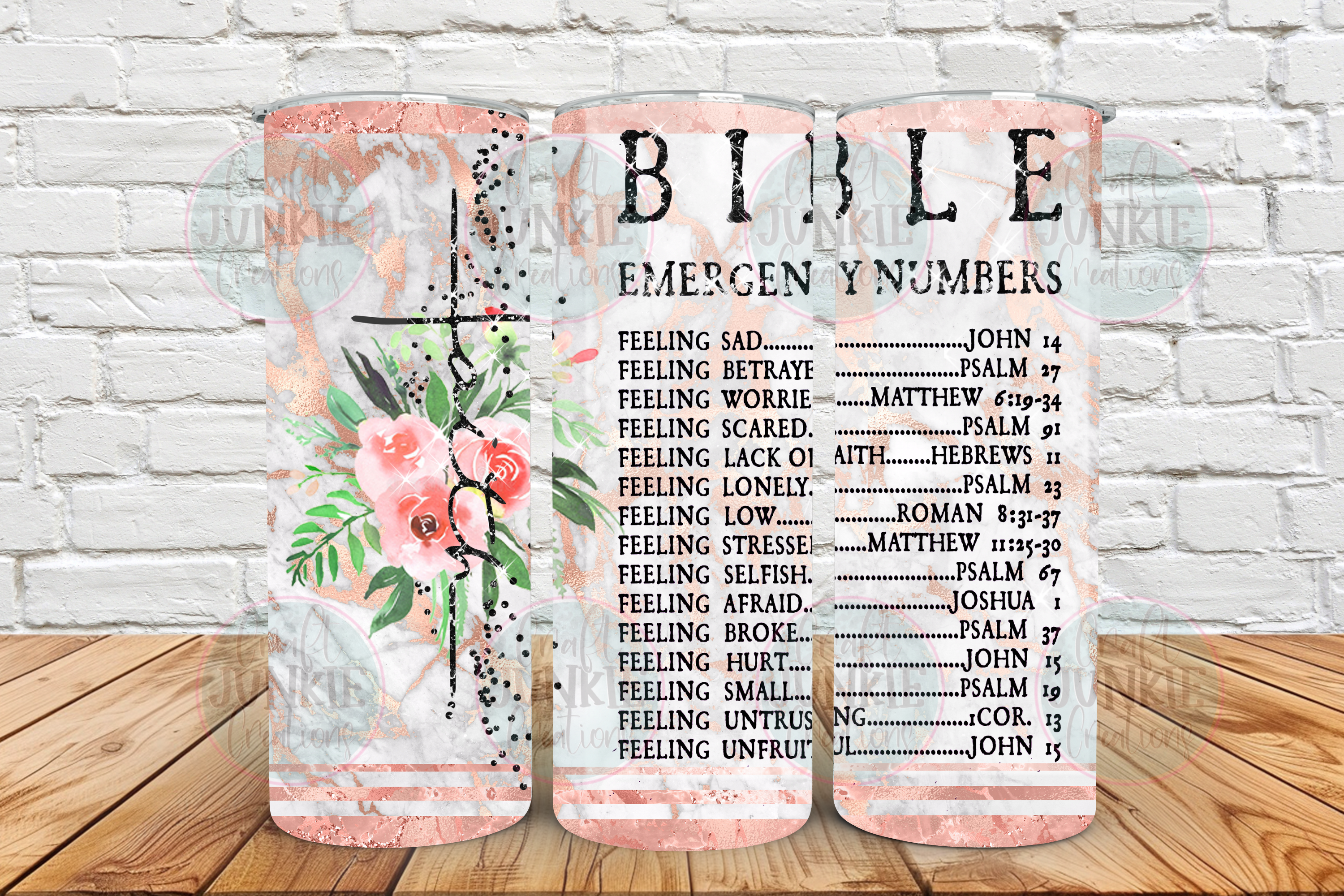 Bible emergency numbers faith cross 20 oz Tumbler