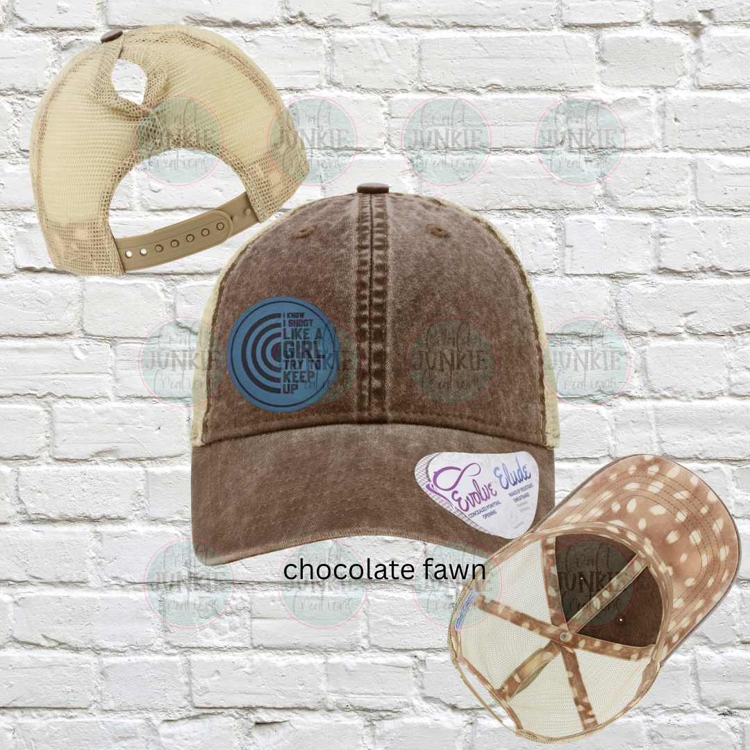 I know I shoot like a girl Infinity Pony Hat