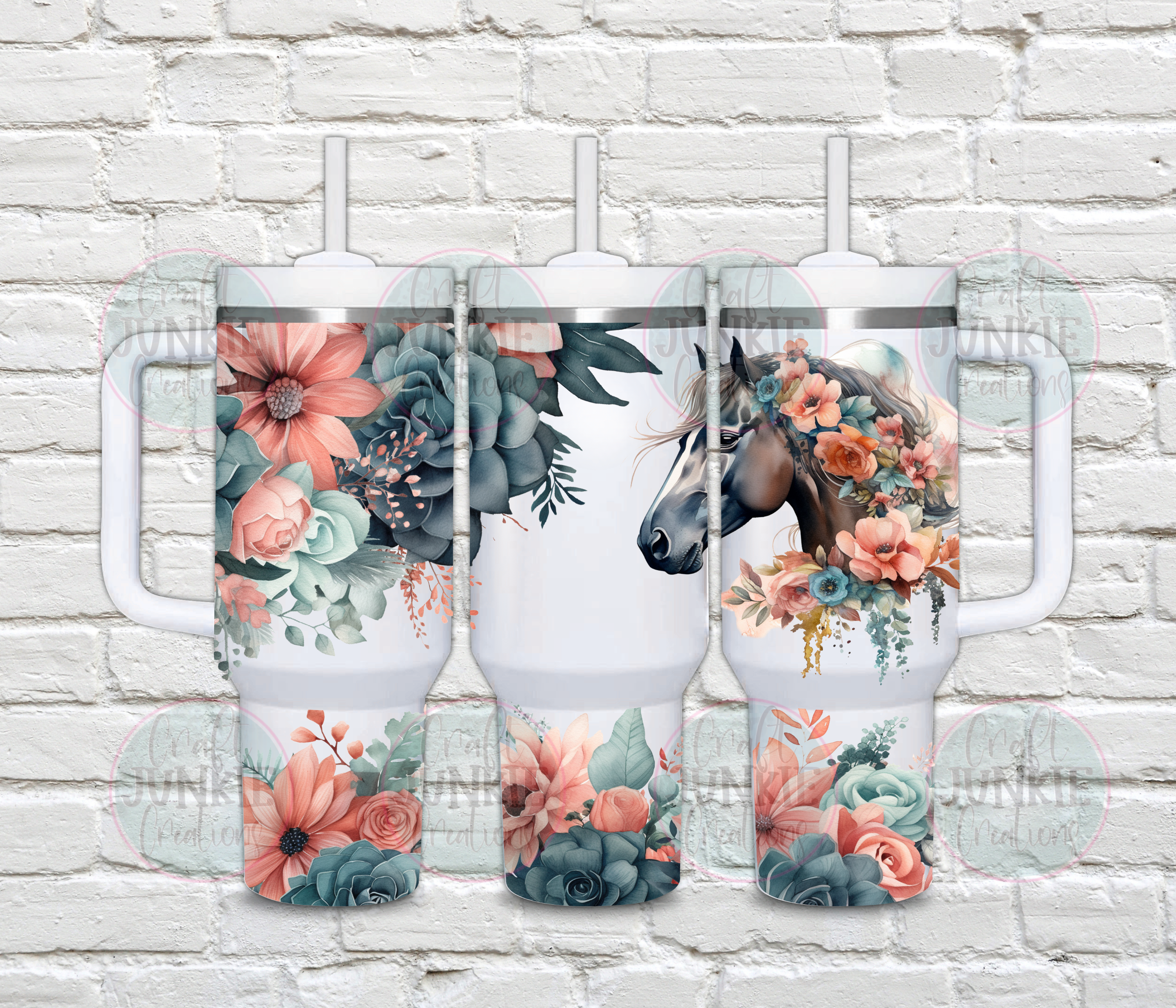 Floral horse boho 40 oz Tumbler
