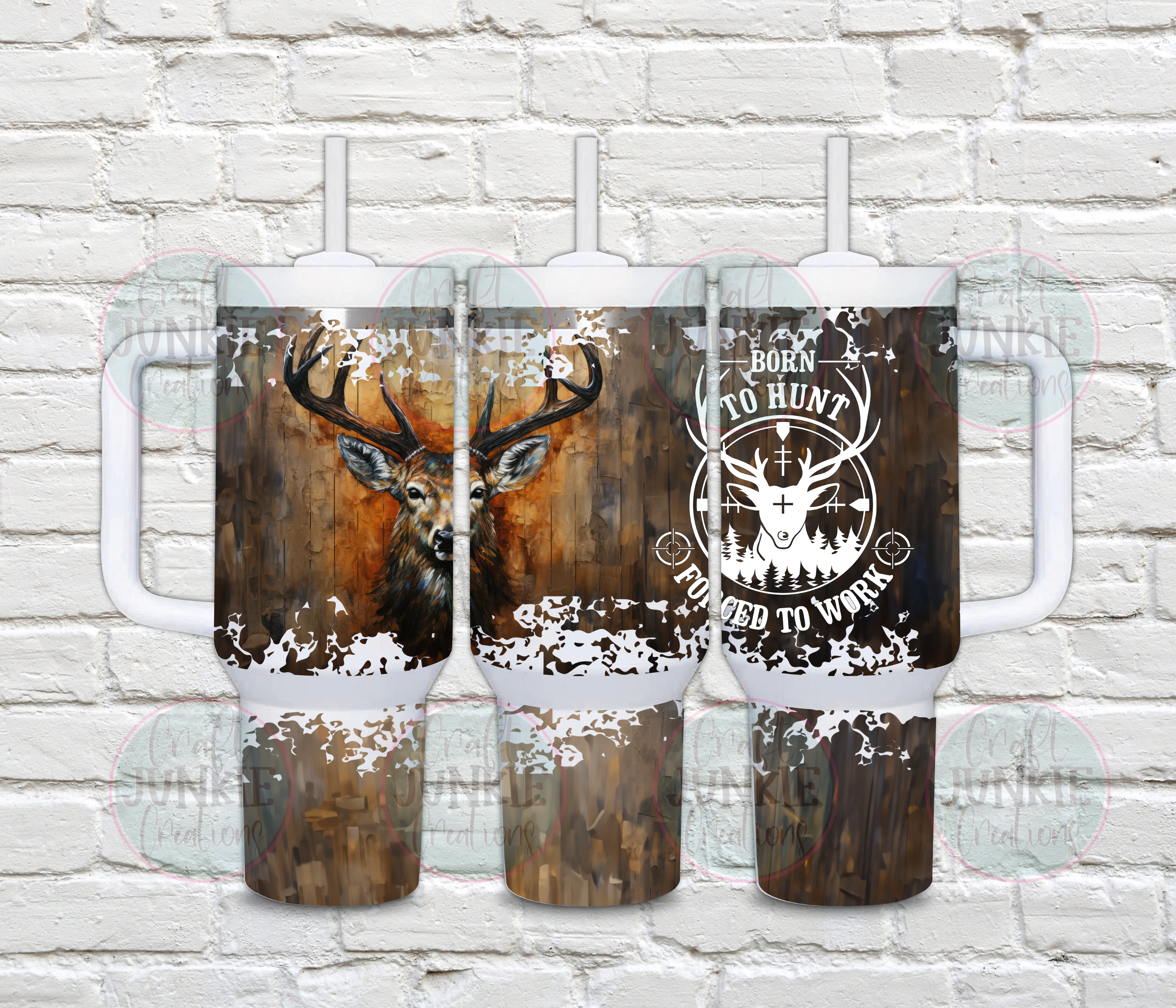 Born to hunt forced to work 40 oz Tumbler