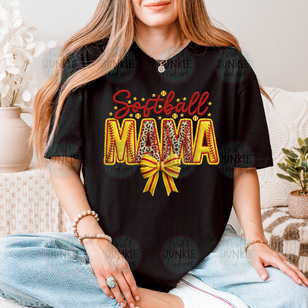 Softball Mama faux embroidery Tee