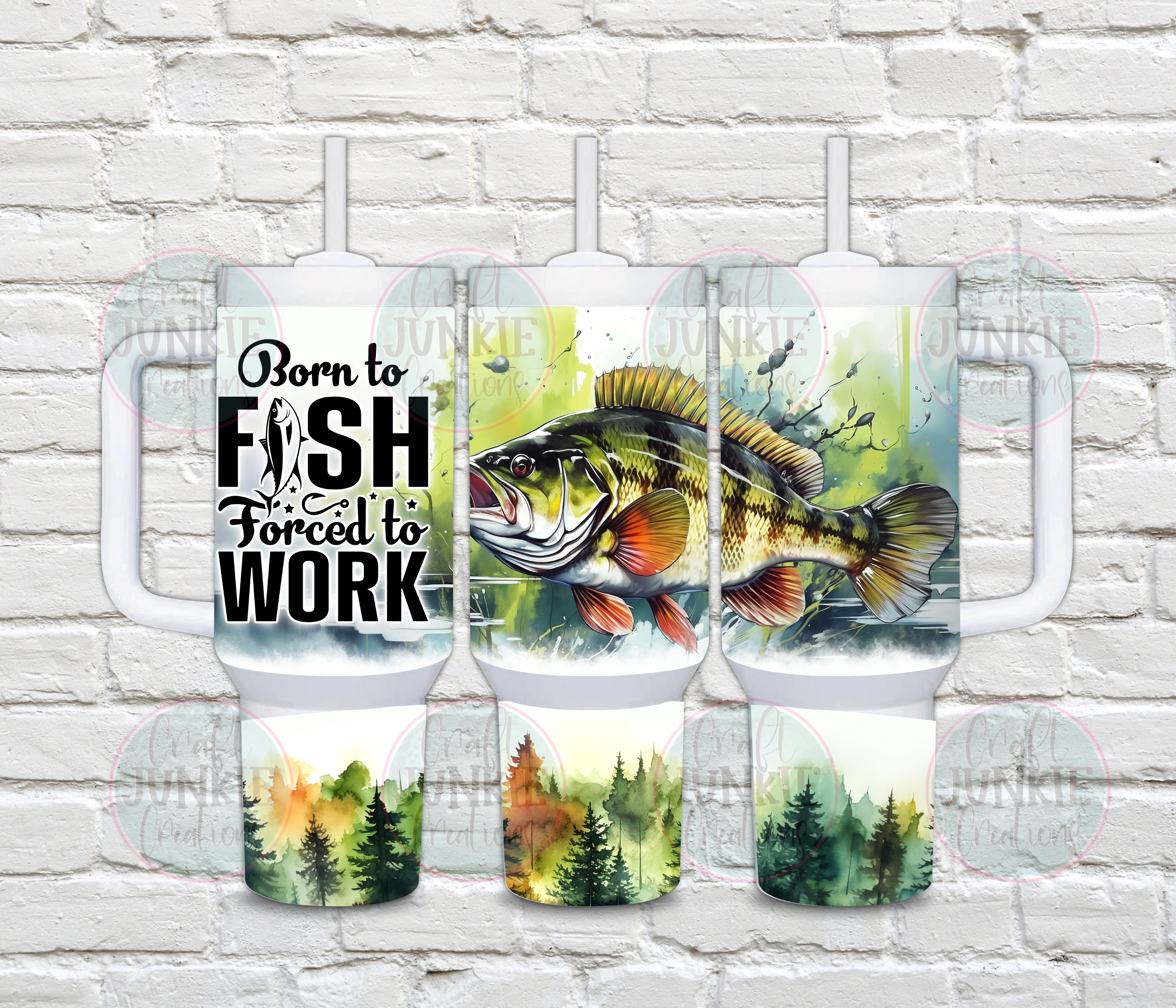 Born to fish forced to work 40 oz Tumbler