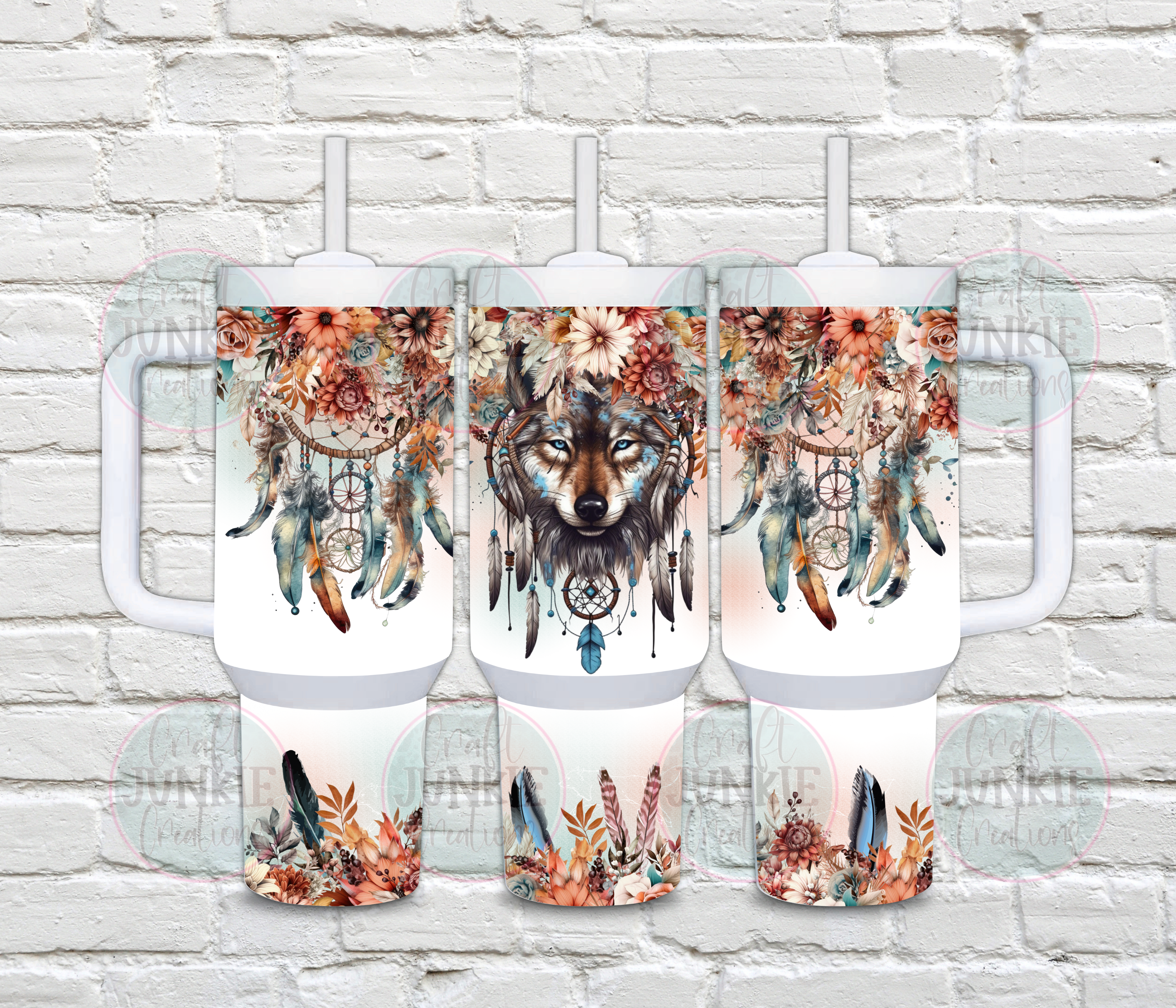 Wolf dreamcatcher 40 oz Tumbler
