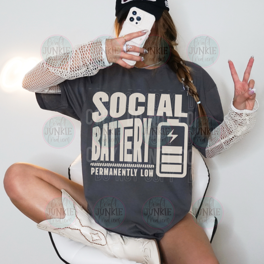 Social Battery permanently low Tee