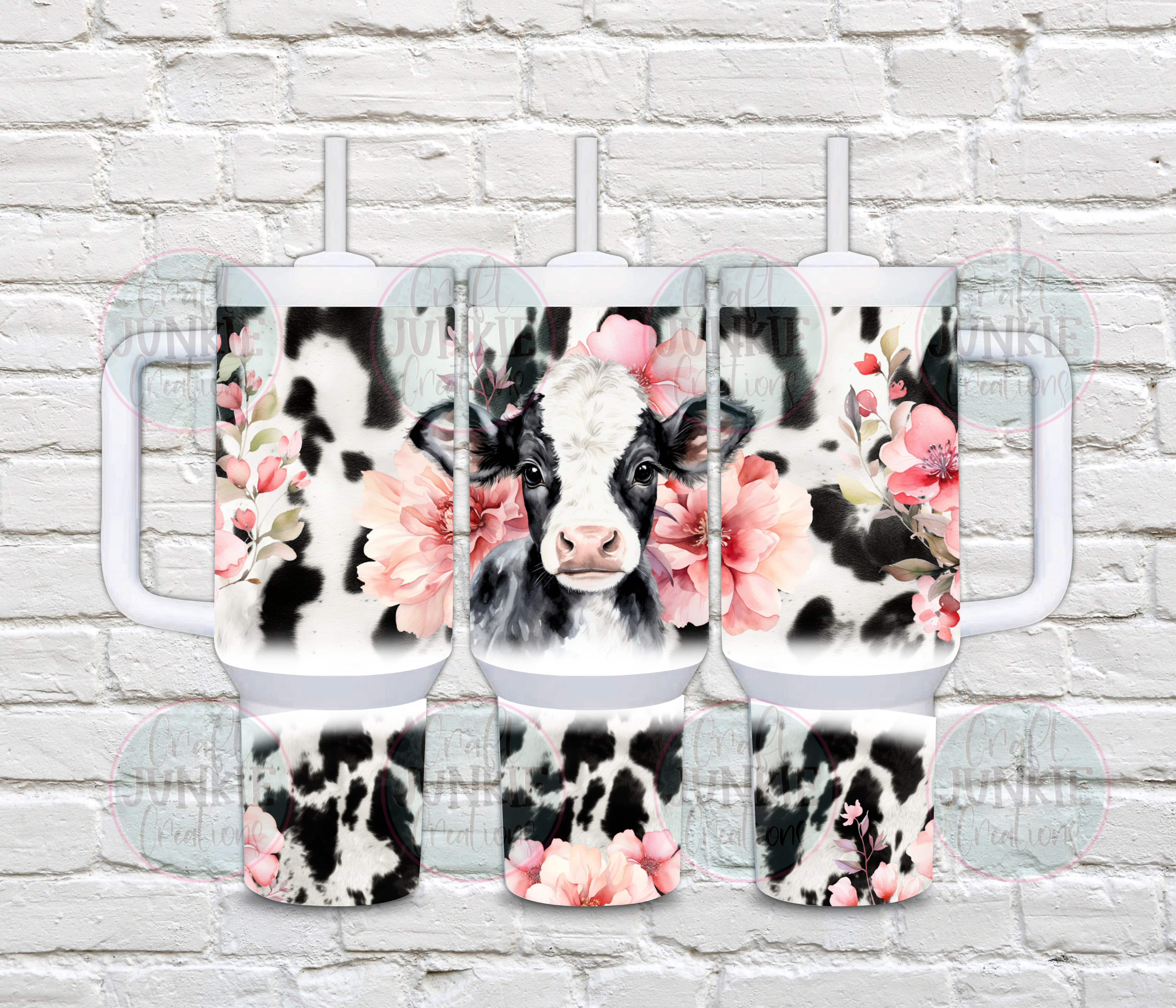 Floral Cow 40 oz Tumbler