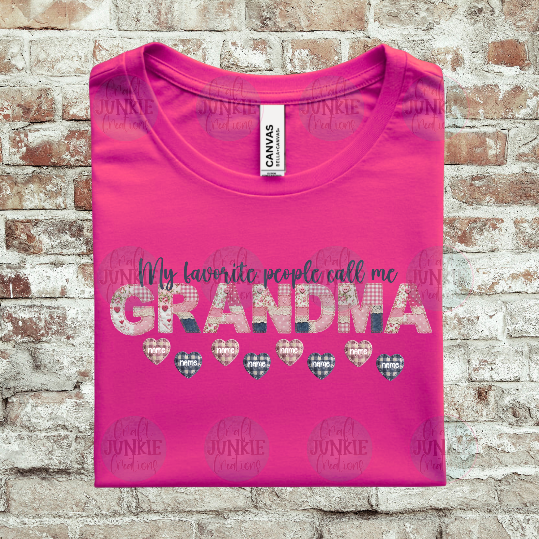 Grandma Custom Name Patchwork Tee