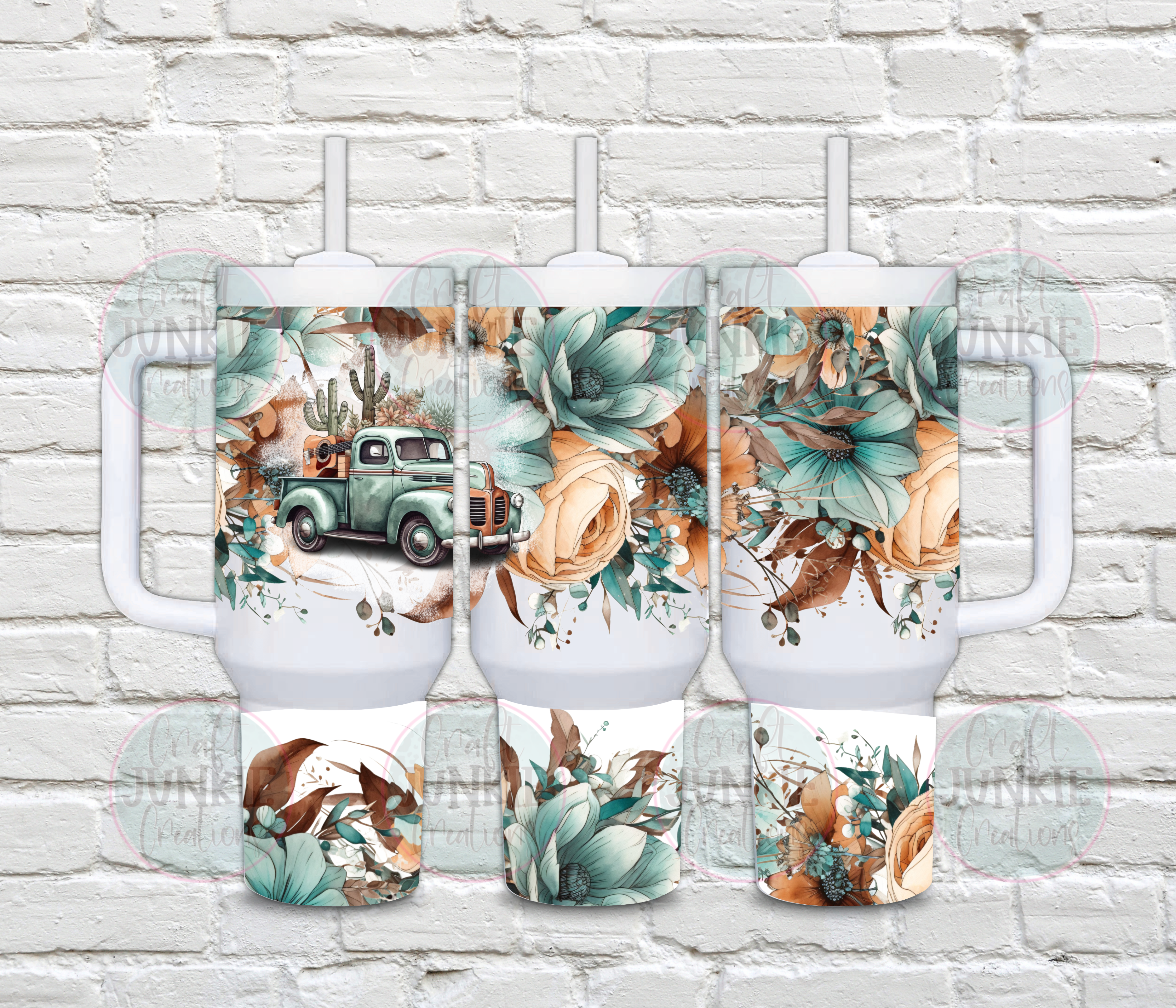 Floral vintage truck 40 oz Tumbler