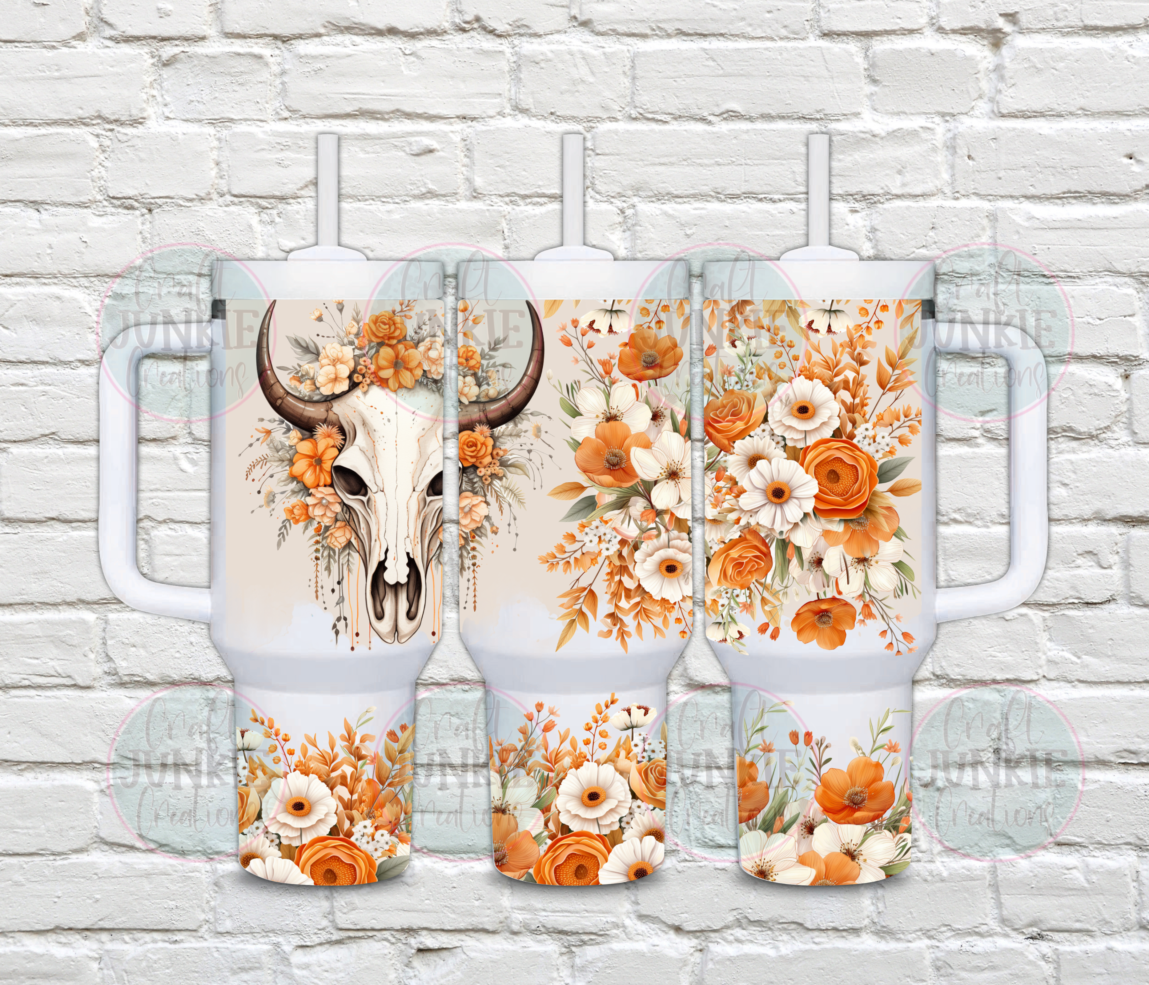Orange Floral 40 oz Tumbler