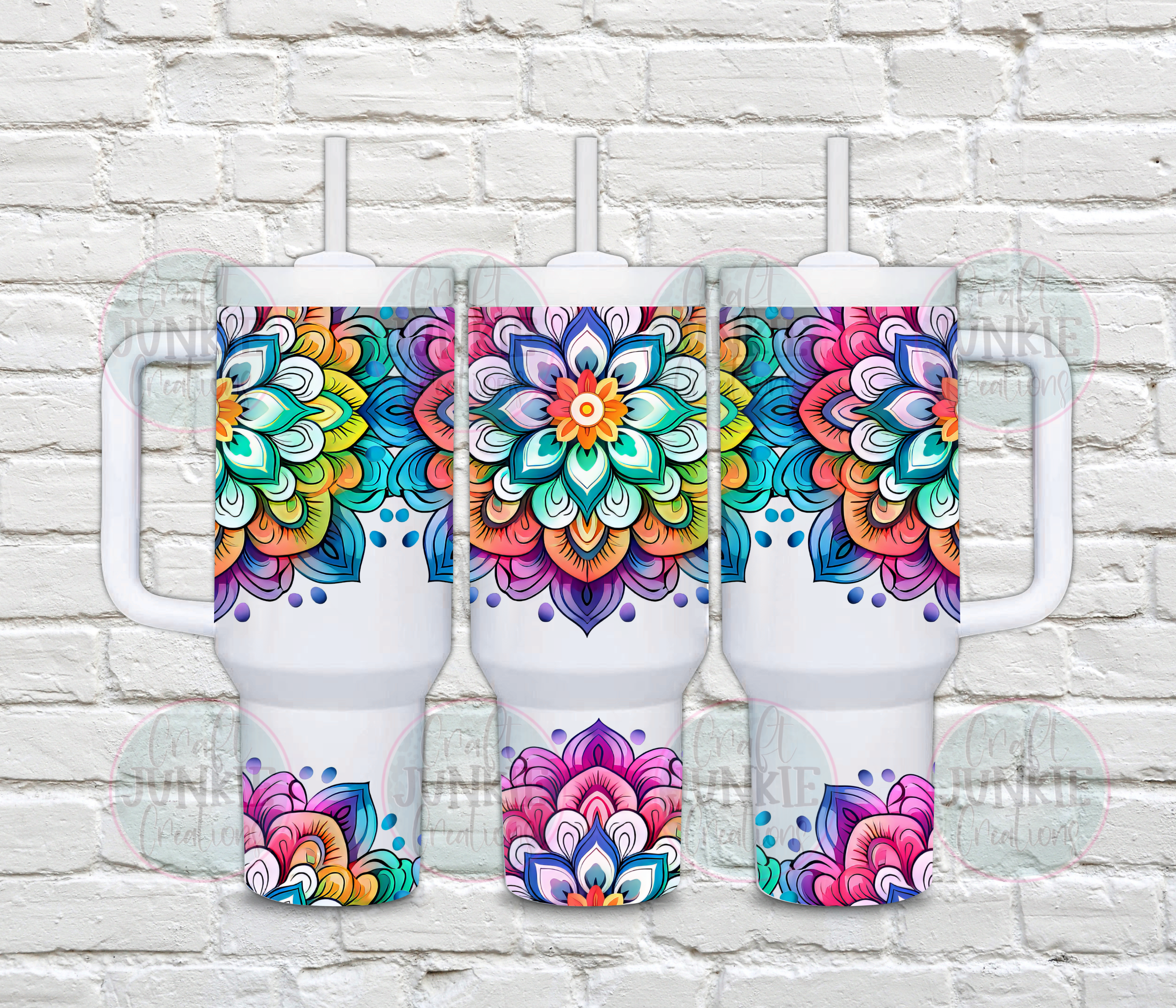 Neon mandala 40 oz Tumbler