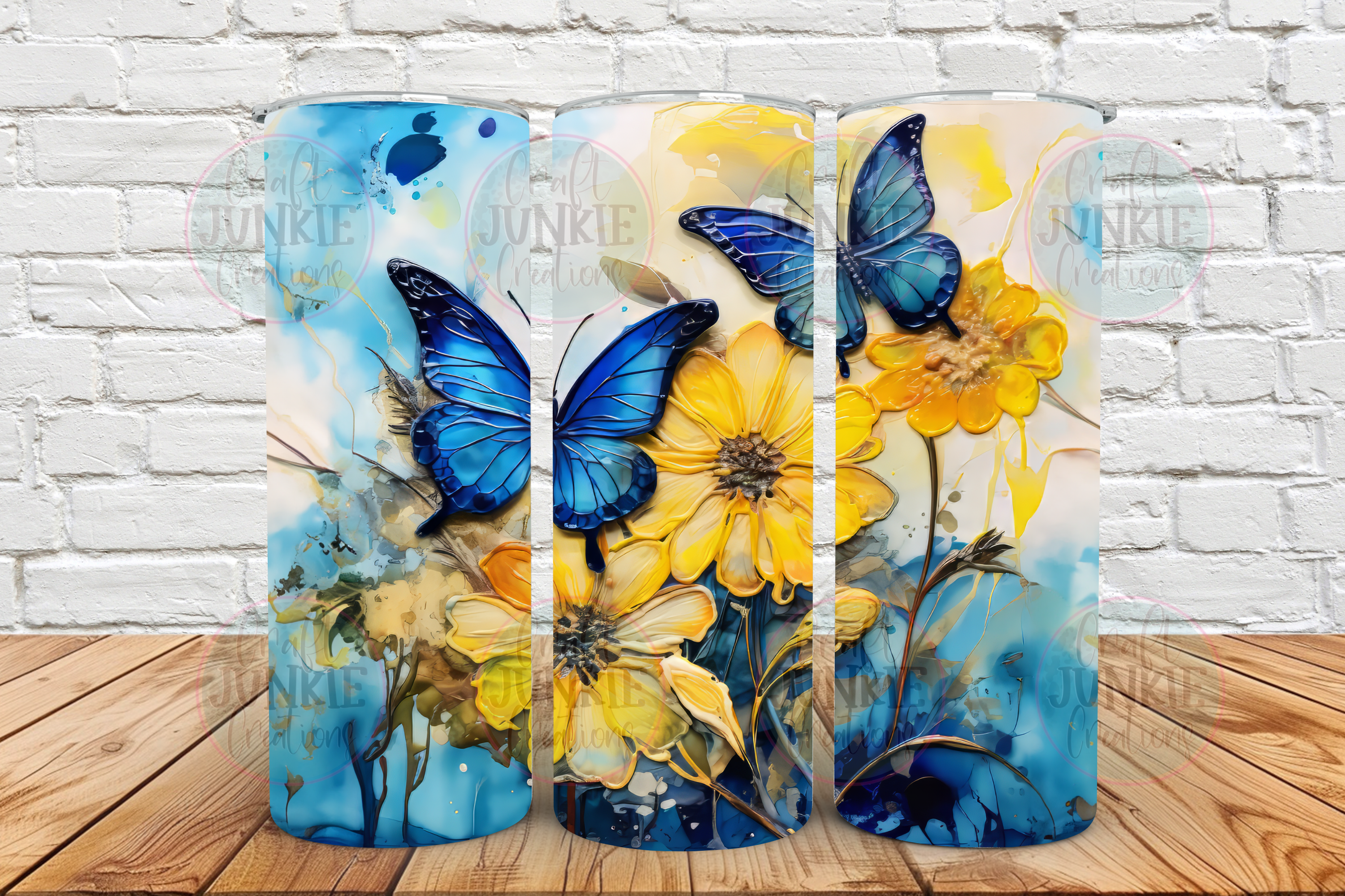 3-D Floral Butterflies 20 oz Tumbler