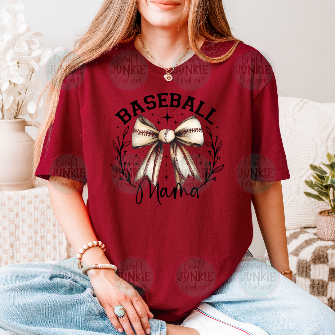 Baseball mama bow Tee