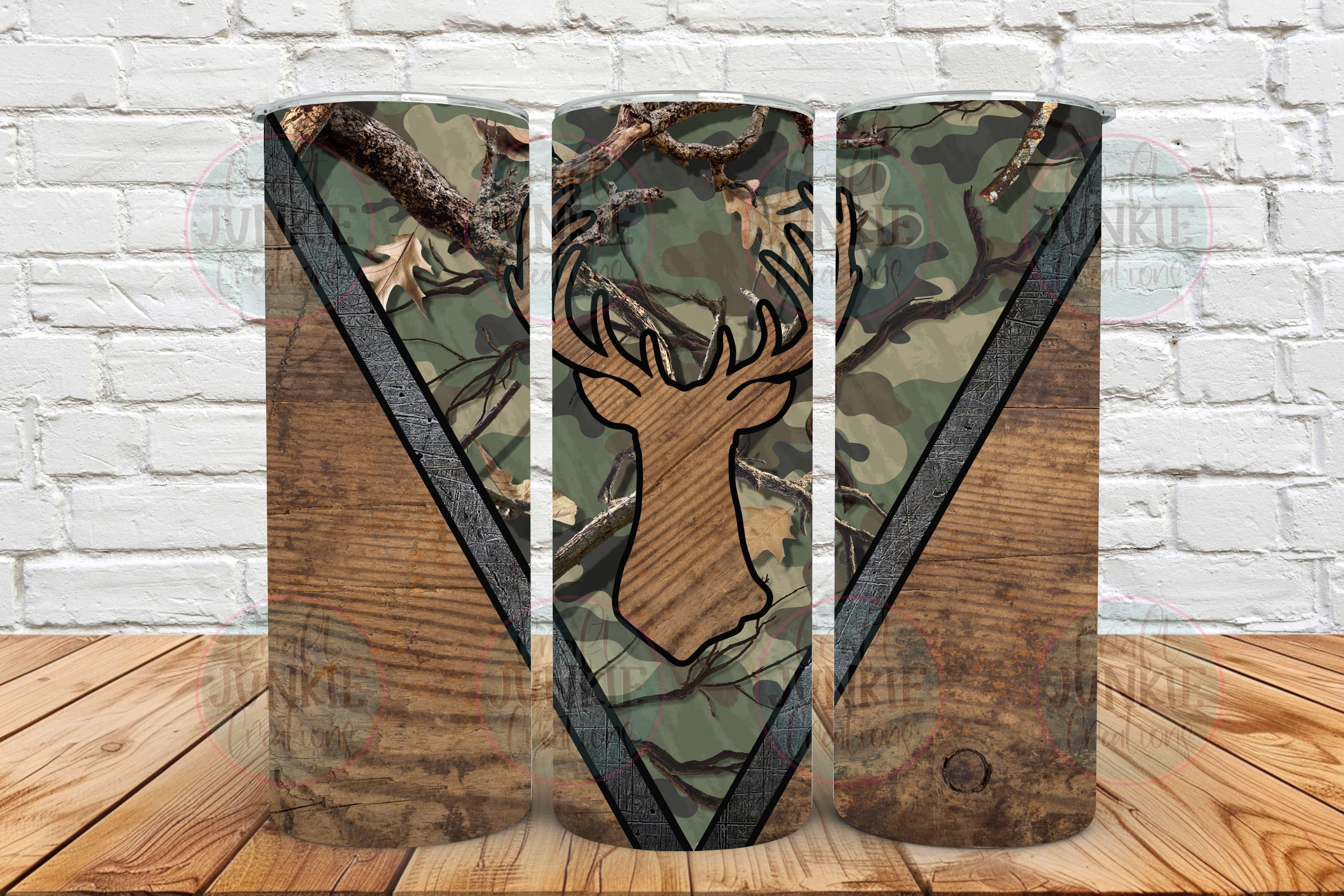 Wood grain camo Buck 20 oz Tumbler
