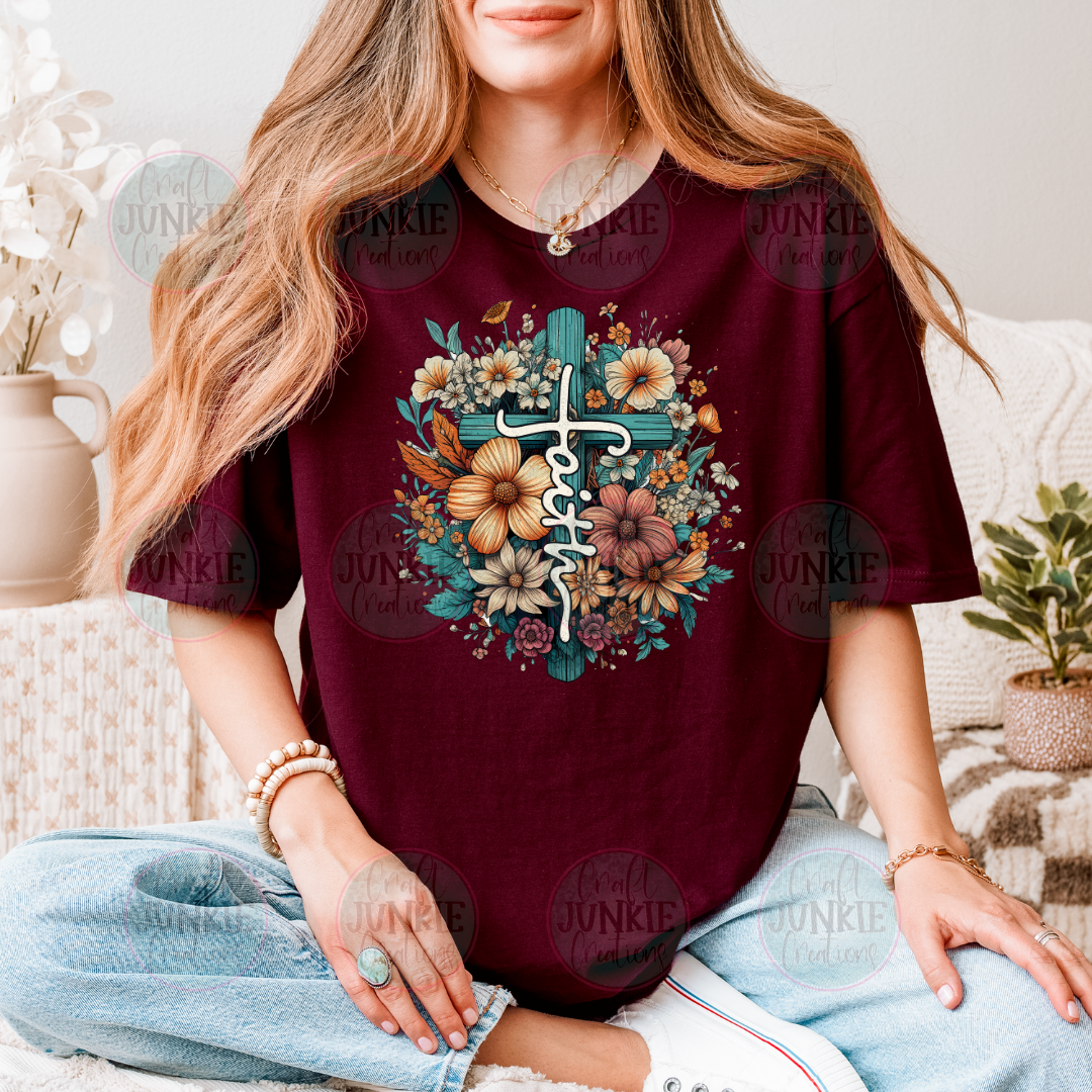 Faith floral cross Tee