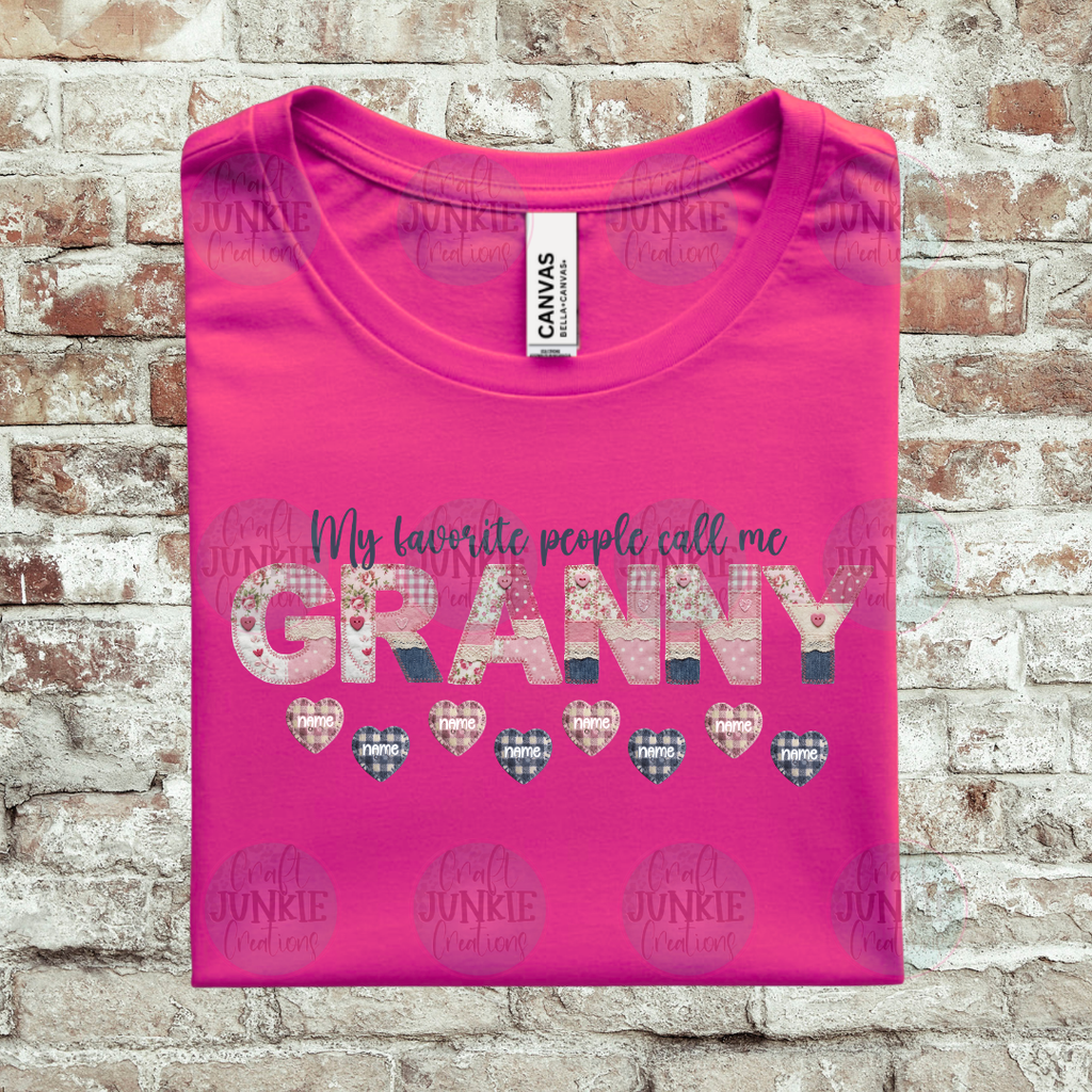 Grandma Custom Name Patchwork Tee