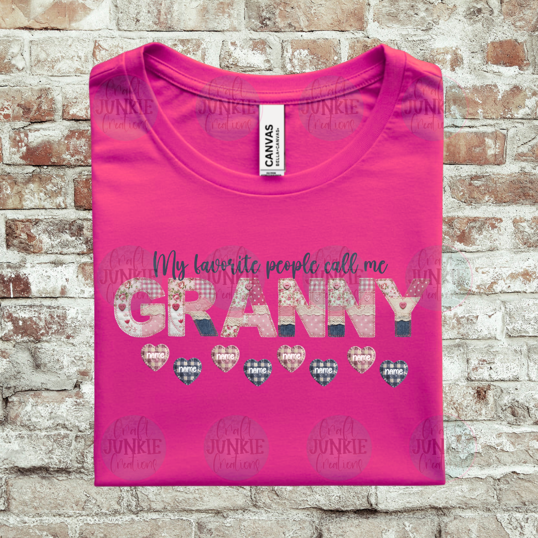 Grandma Custom Name Patchwork Tee