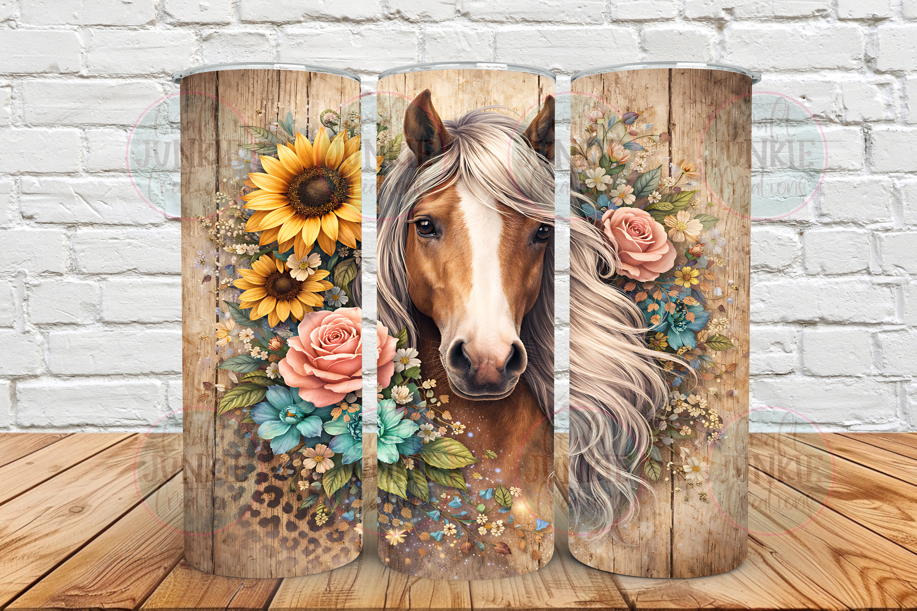 Floral horse 20 oz Tumbler
