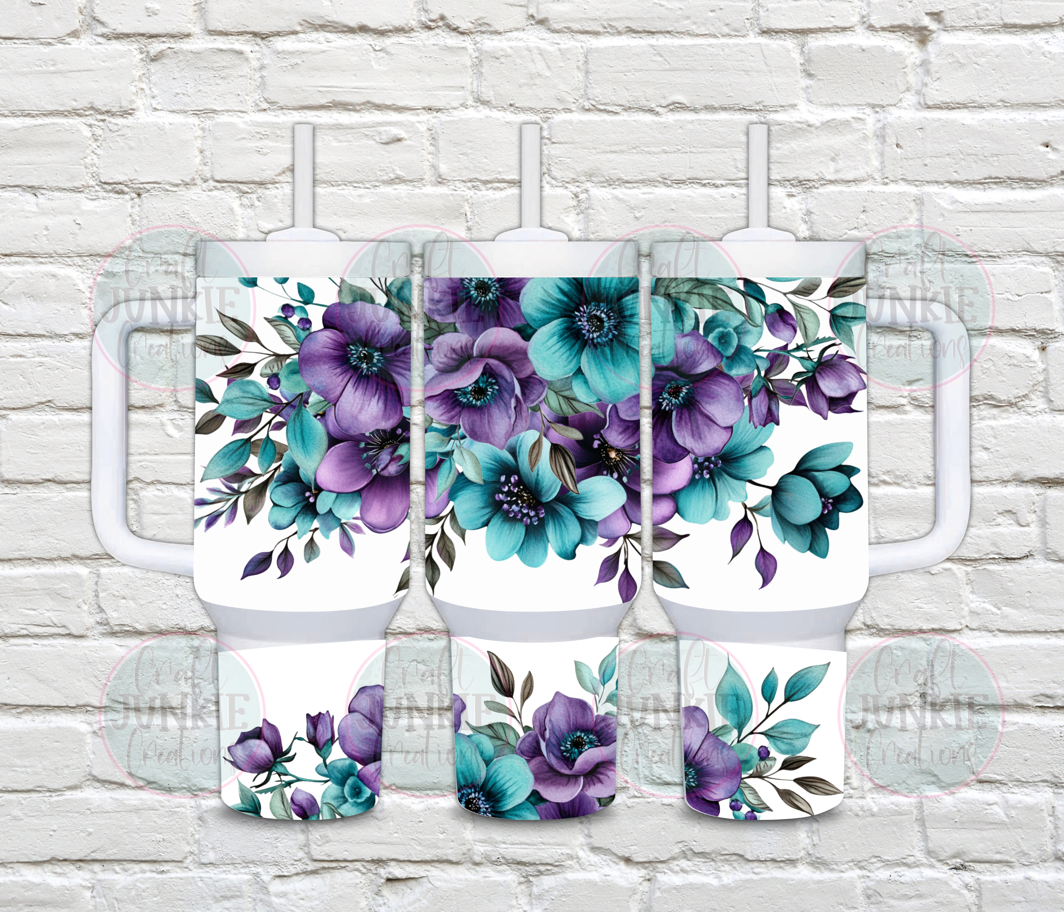 Teal & Purple Floral 40 oz Tumbler