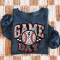 Baseball game day faux embroidery Tee