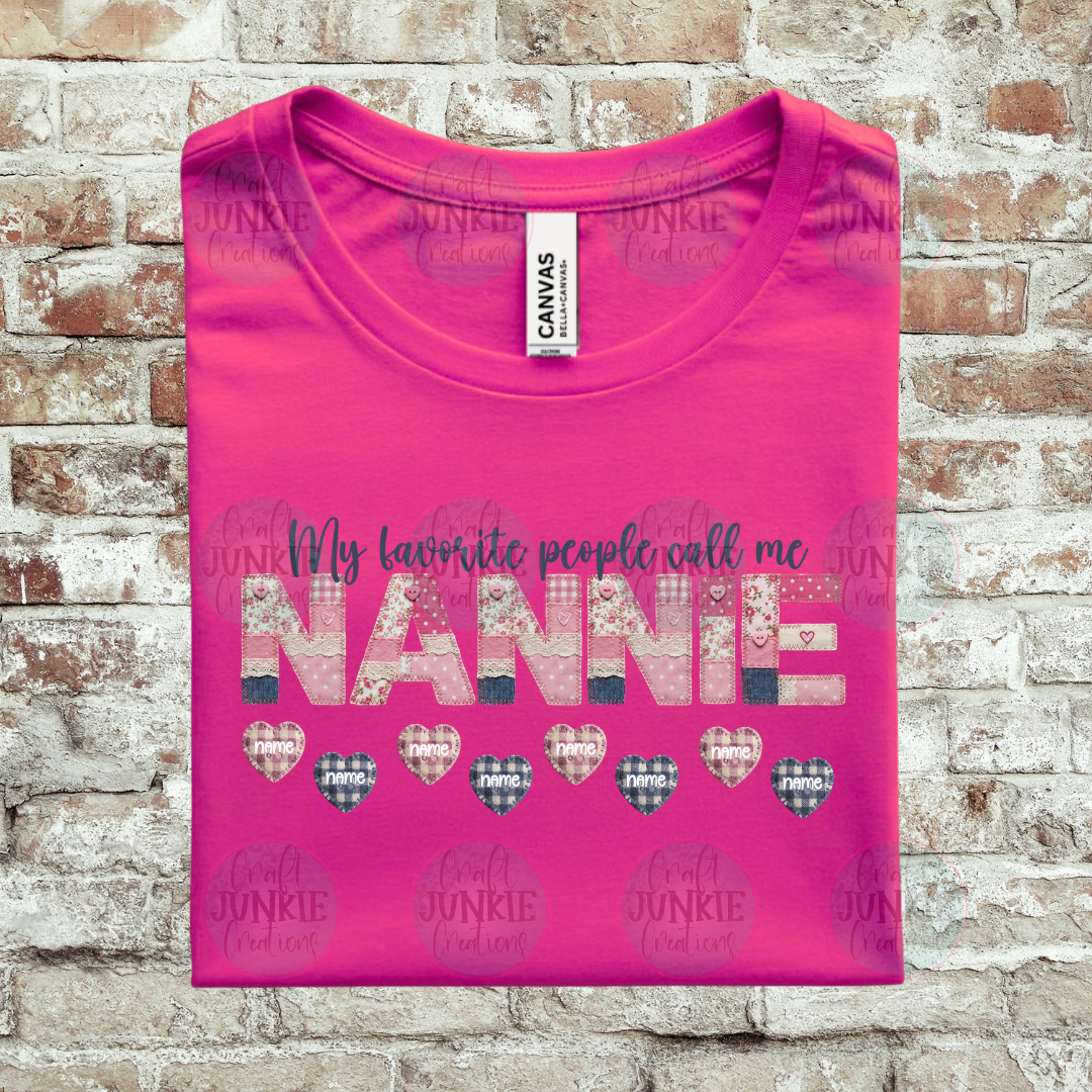 Grandma Custom Name Patchwork Tee