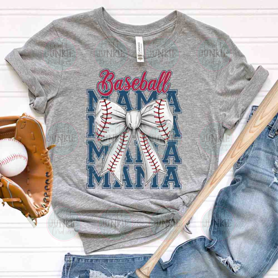 Baseball Mama Baseball Bow Tee