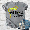 Softball mama long bow Tee