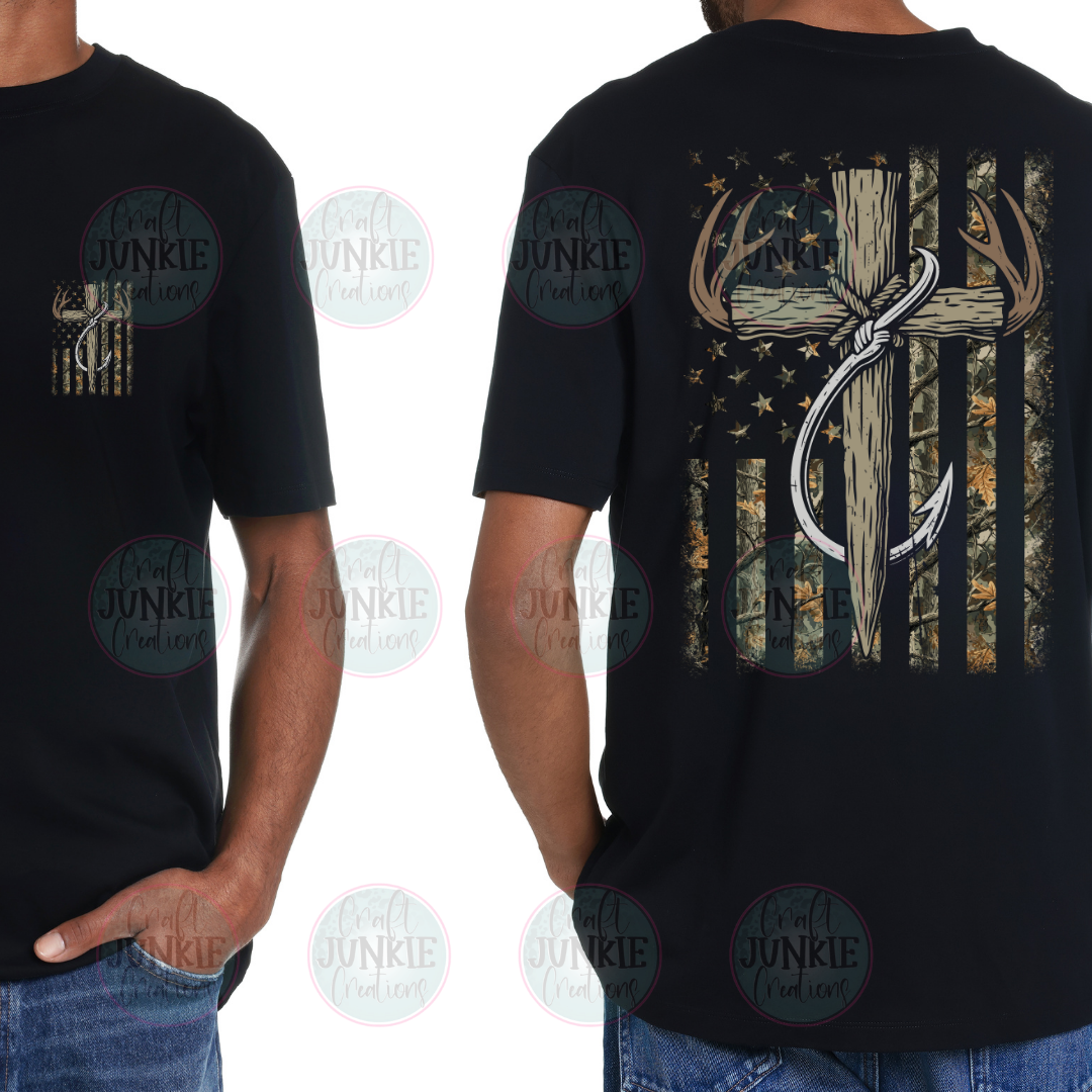 Camo Flag hunting & fishing Tee